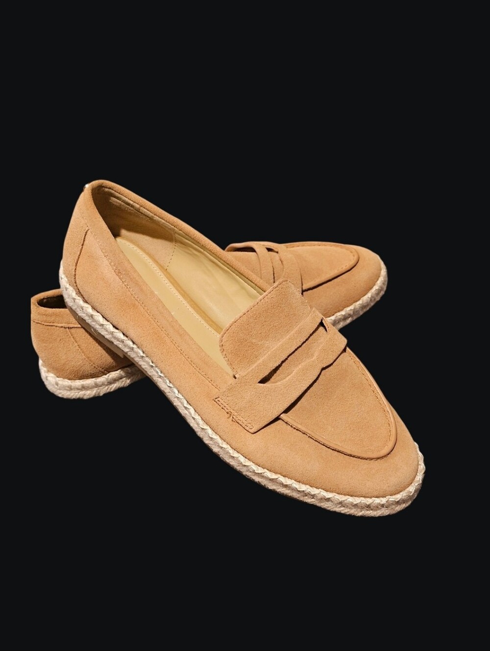 Michael Kors Women's Tan Suede Penny Loafers with Espadrille Sole